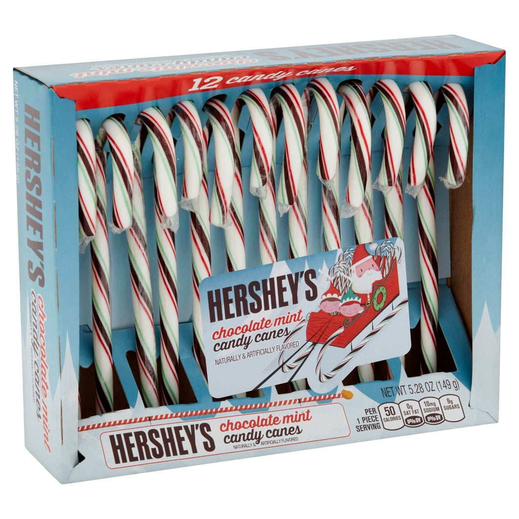 HERSHEYS CHOCOLATE MINT CANDY CANES 12 PACK